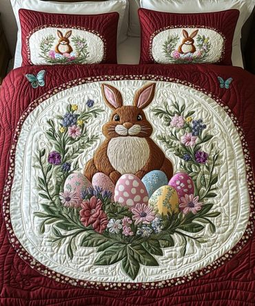 Spring Bunny 3-Piece Quilted Bedding Set