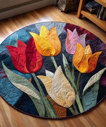 Spring Tulips Quilted Round Mat