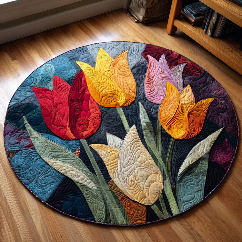 Spring Tulips Quilted Round Mat