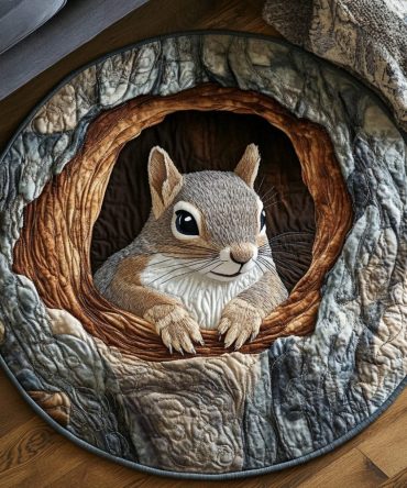 Squirrel Haven Quilted Round Mat