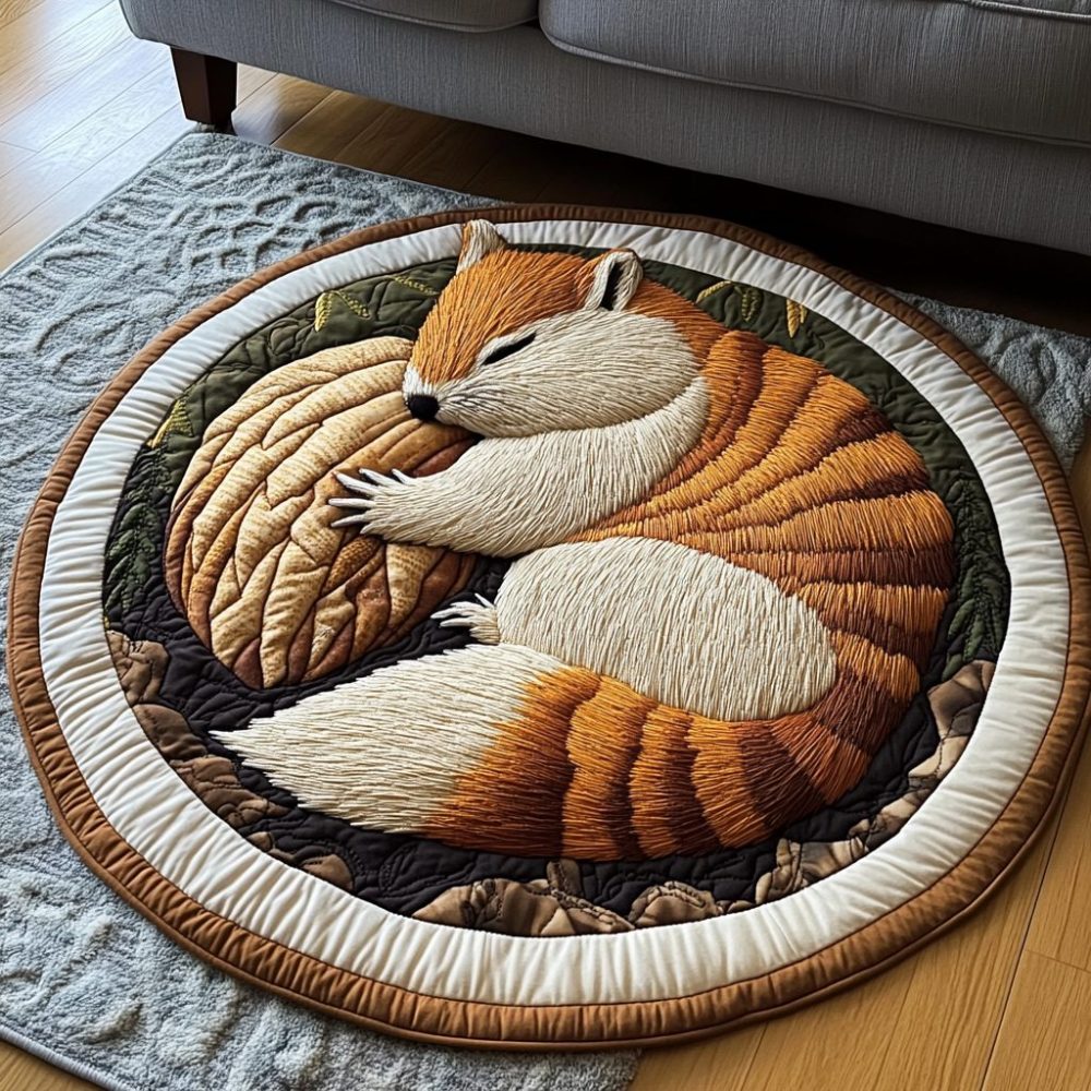 Squirrel Stash Quilted Round Mat