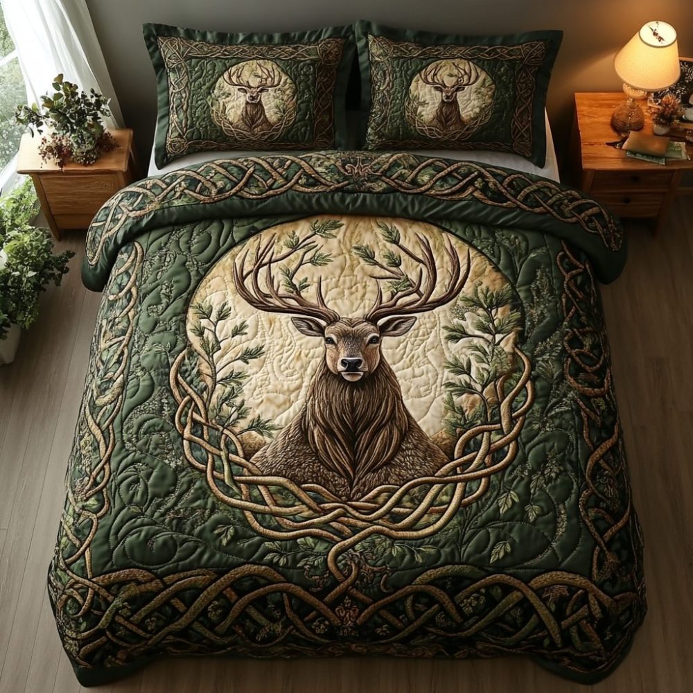 Stag Serenity 3-Piece Quilted Bedding Set