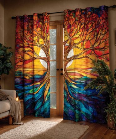 Stained Tree Of Life Quilted Curtains