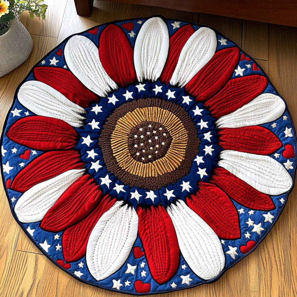 Star Center Bloom Quilted Round Mat