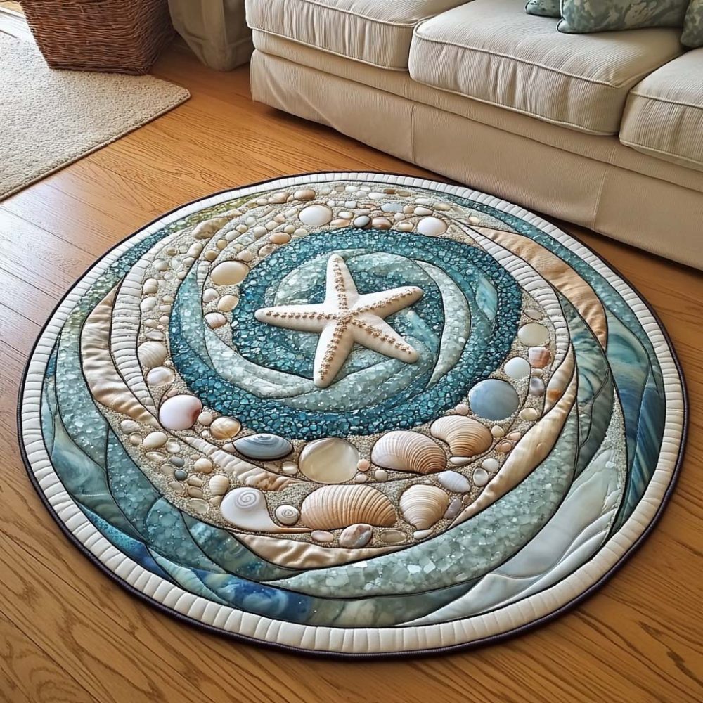 Starfish Charm Quilted Round Mat