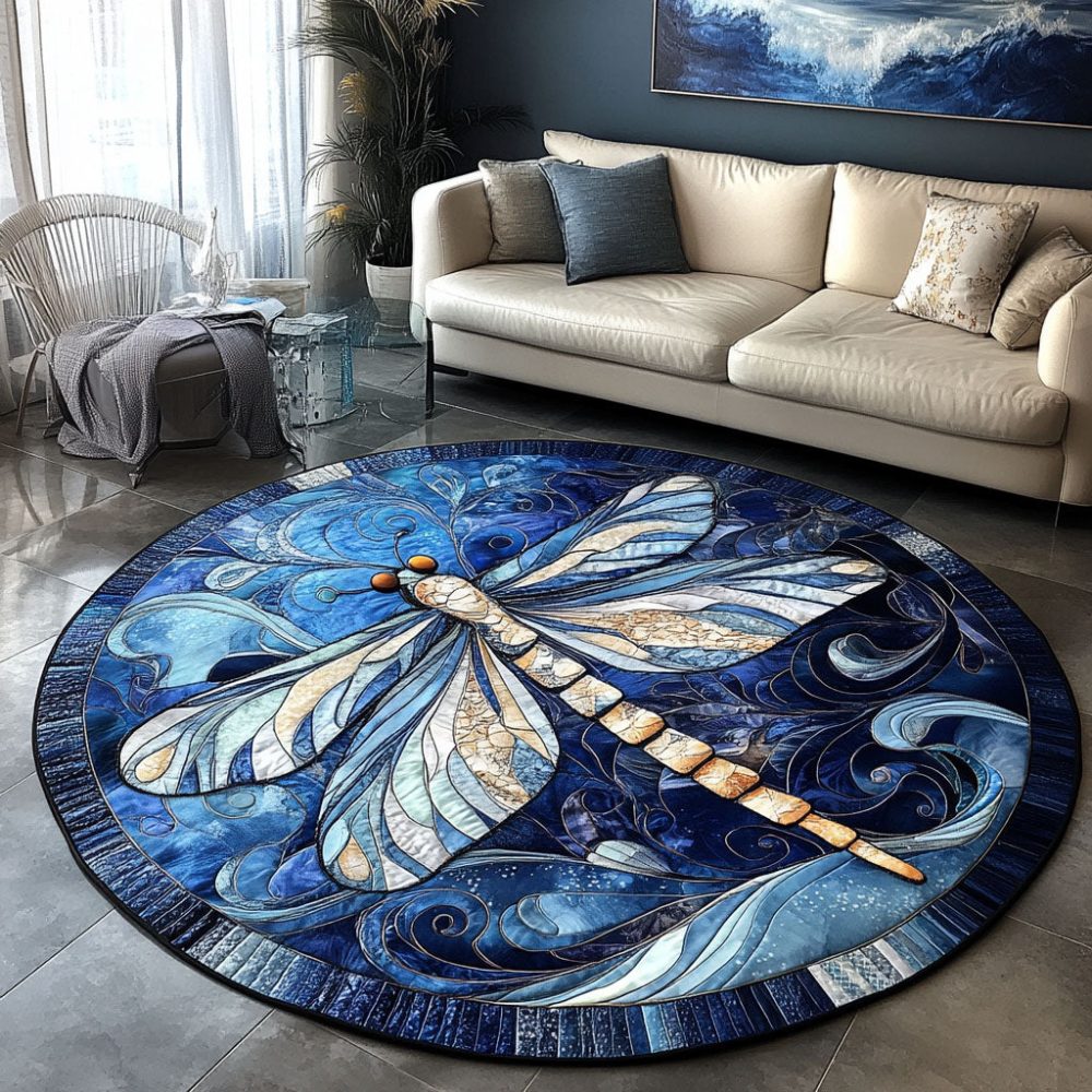 Starlit Dragonfly Quilted Round Mat