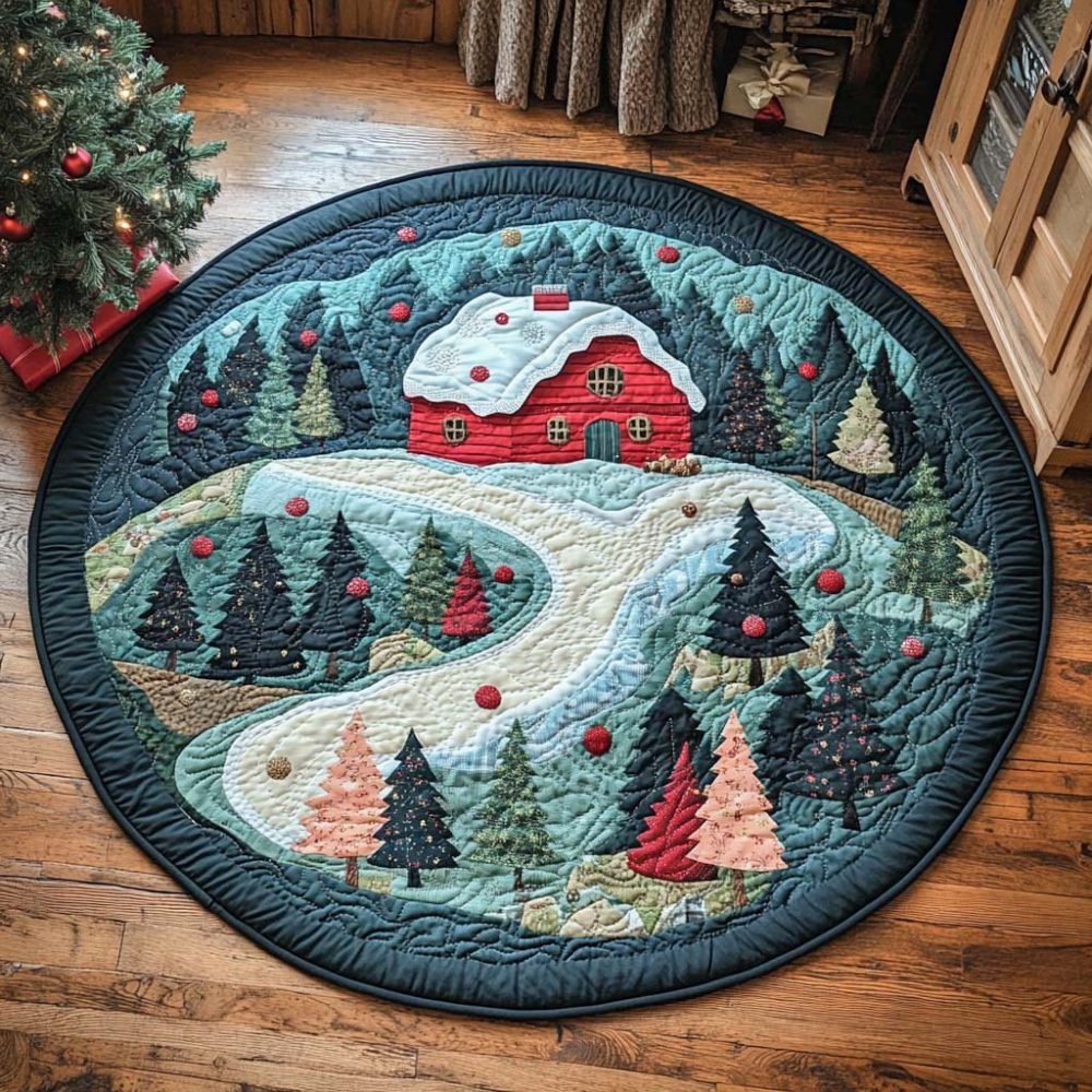 Starlit Winter Refuge Quilted Round Mat