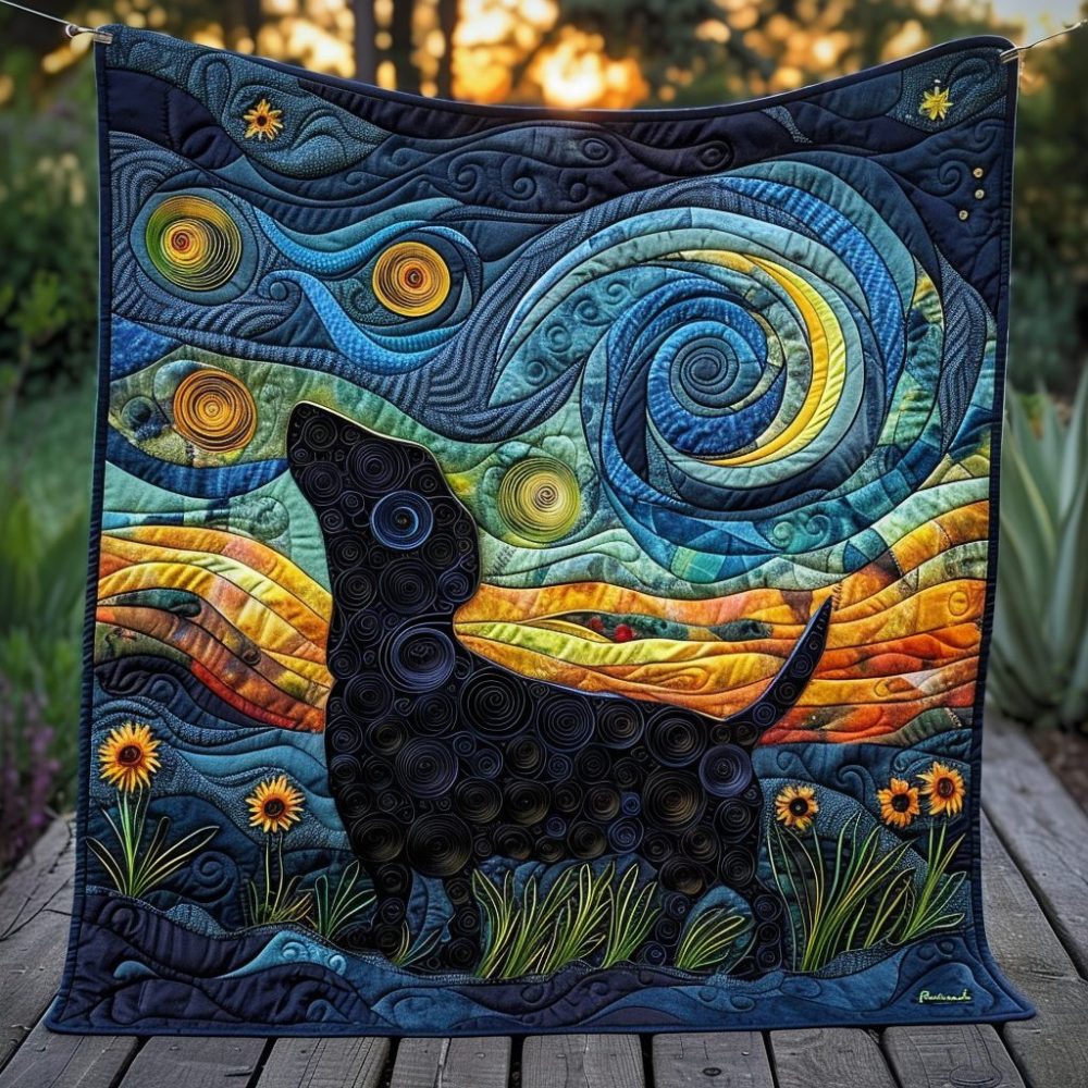 Starry Dachshund Quilted Blanket