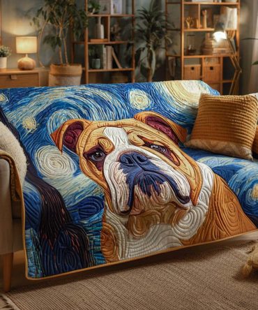 Starry Bulldog Night Quilted Sofa Cover