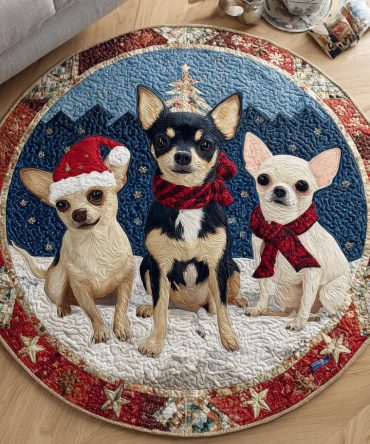 Starry Chihuahua Quilted Round Mat