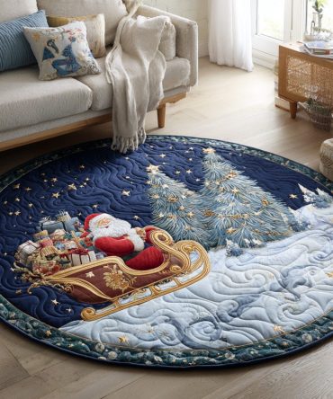 Starry Santa Claus Quilted Round Mat