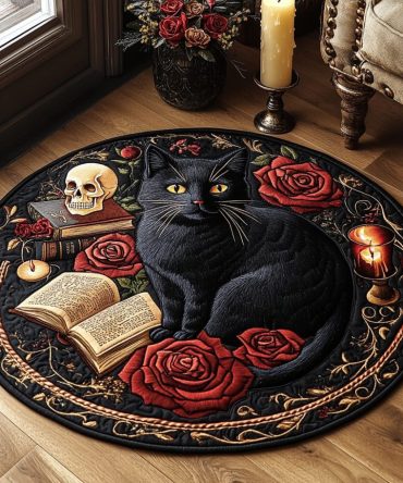 Starry Whiskers Quilted Round Mat