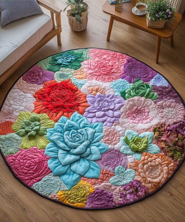 Succulent Sanctuary Quilted Round Mat