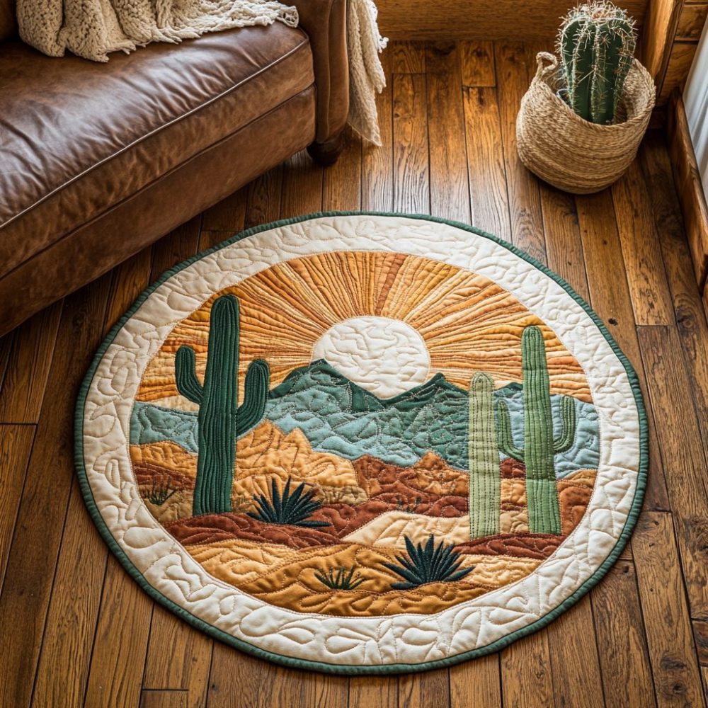 Succulent Serenity Quilted Round Mat