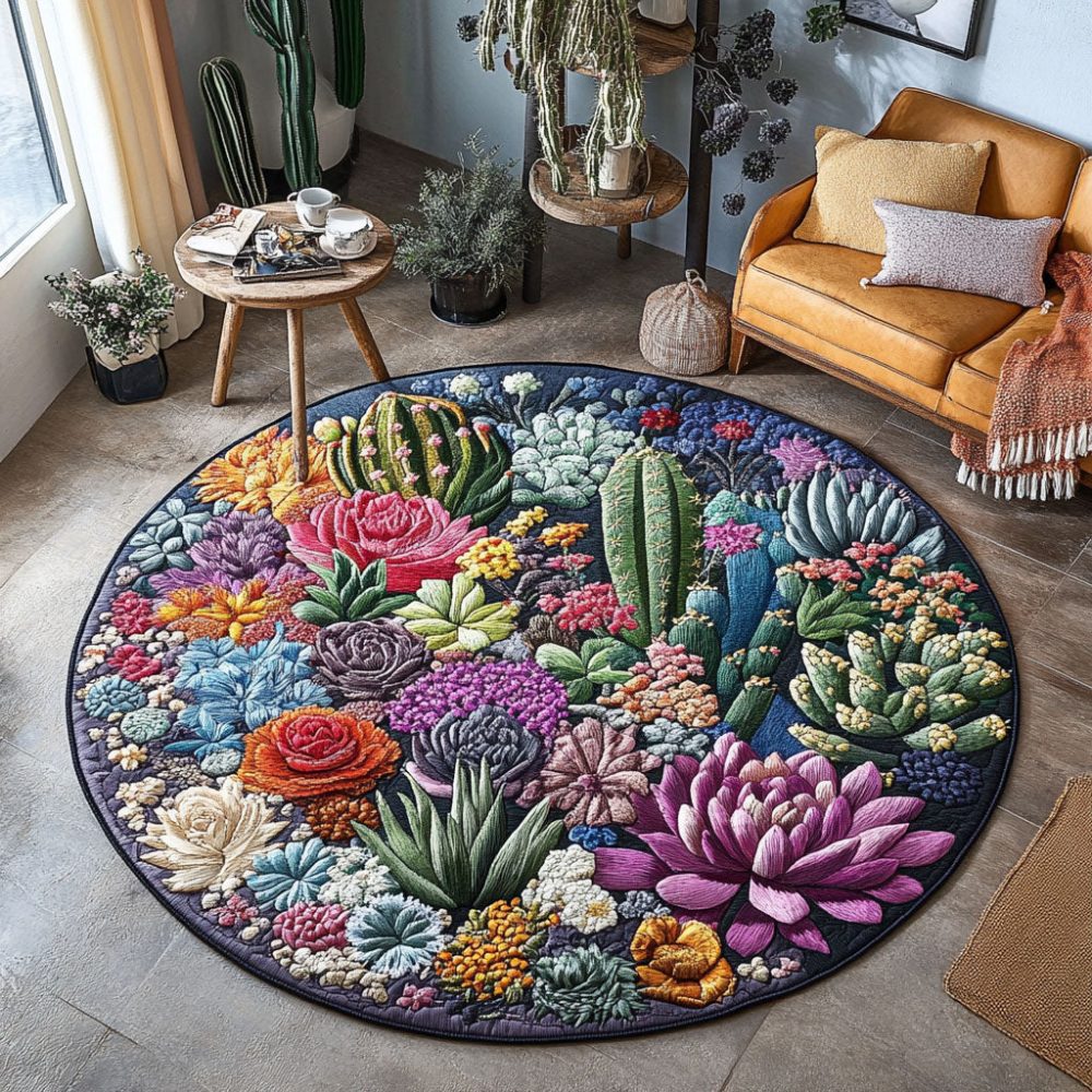 Succulent Serenity Quilted Round Mat