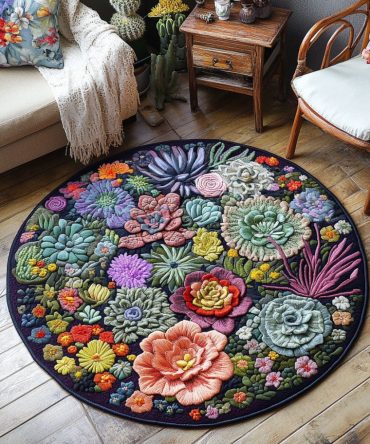 Succulent Symphony Quilted Round Mat