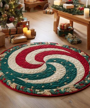 Sugarplum Spiral Quilted Round Mat