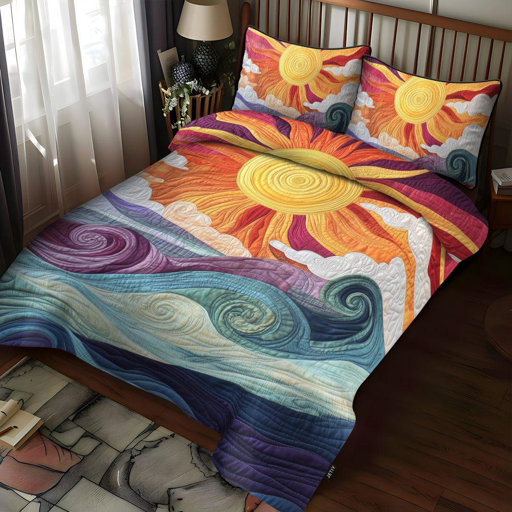 Sunburst Delight 3-Piece Quilted Bedding Set - Image 2