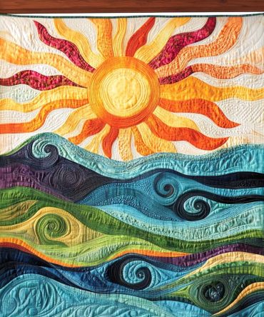 Sunburst Waves Quilted Blanket
