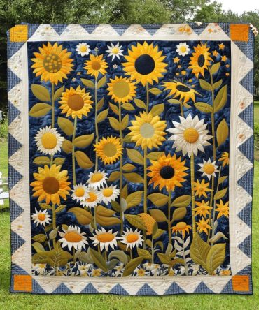Sunflower Symphony Quilted Blanket
