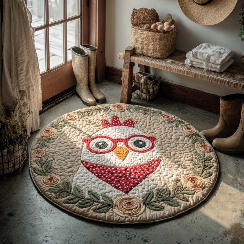 Sunflower Cluck Quilted Round Mat