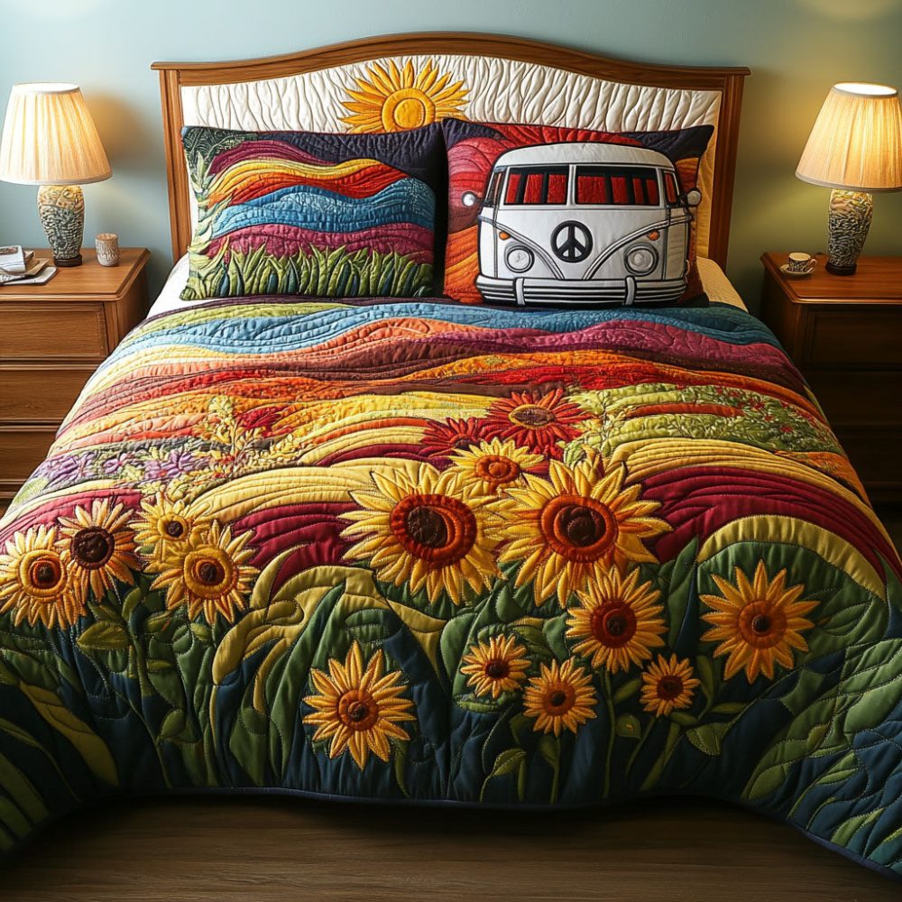 Sunflower Dream 3-Piece Quilted Bedding Set