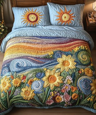 Sunflower Dream 3-Piece Quilted Bedding Set