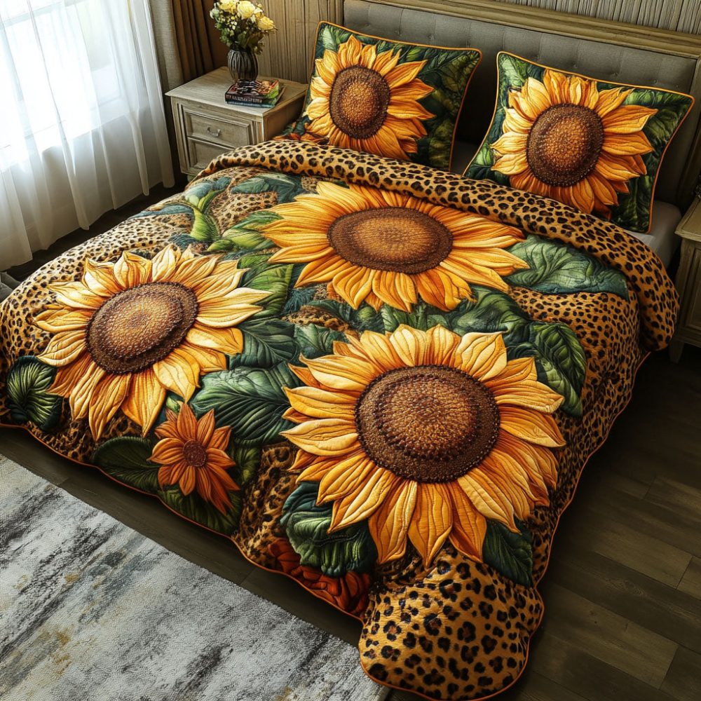 Sunflower Dreams 3-Piece Quilted Bedding Set