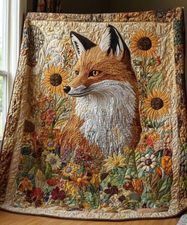 Sunflower Fox Quilted Blanket