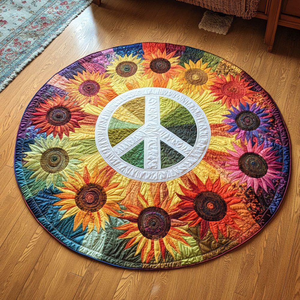 Sunflower Harmony Quilted Round Mat