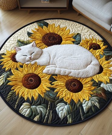 Sunflower Paws Quilted Round Mat