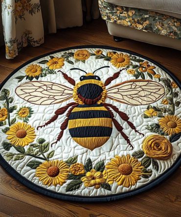 Sunflower Sentinel Quilted Round Mat