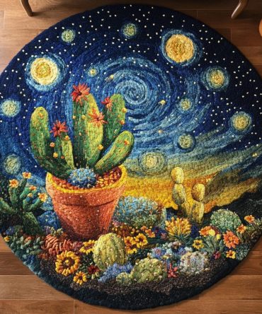 Sunlit Cactus Quilted Round Mat