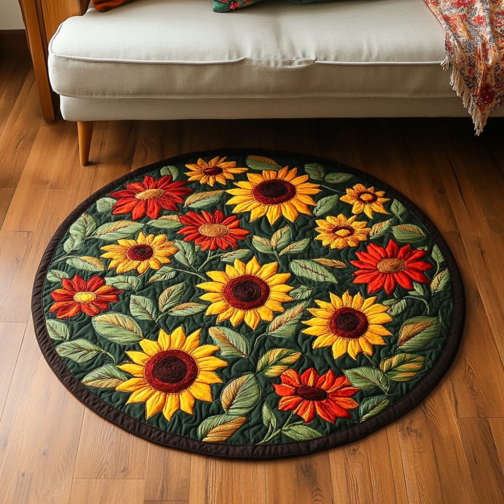 Sunlit Petals Quilted Round Mat