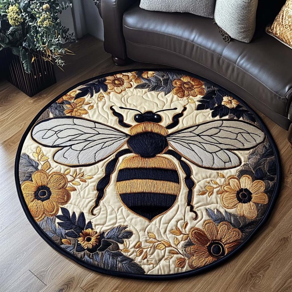 Sunlit Pollen Dance Quilted Round Mat