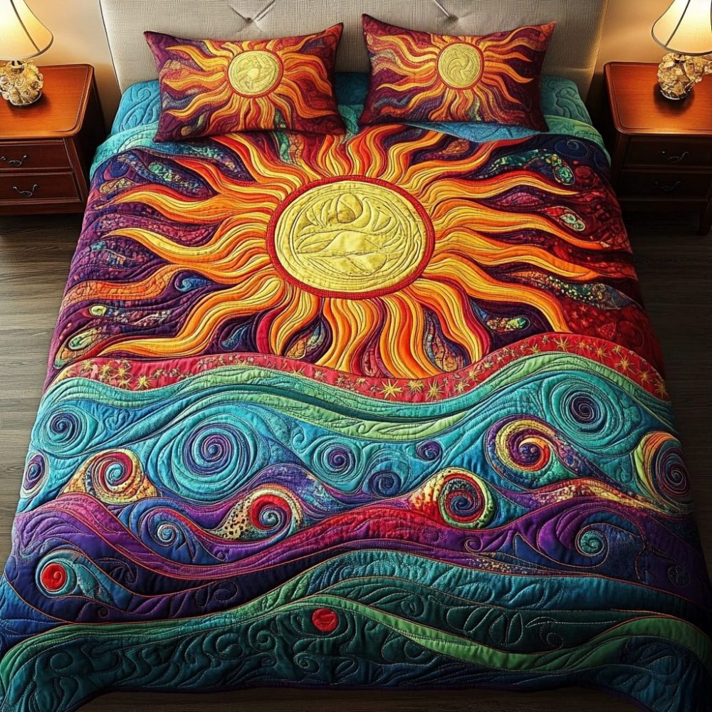 Sunlit Serenity 3-Piece Quilted Bedding Set