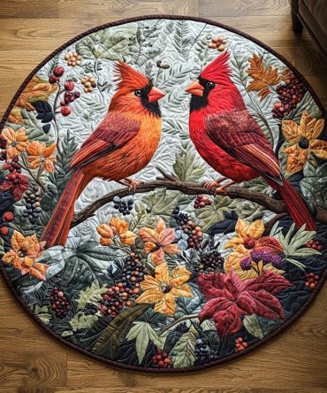 Sunny Cardinal Quilted Round Mat