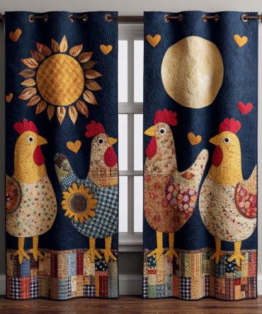 Sunny Chickens Delight Quilted Curtains