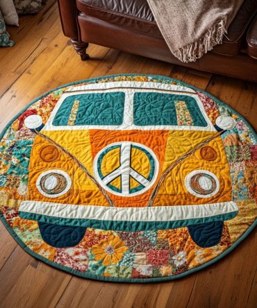 Sunny Freedom Van Quilted Round Mat