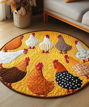 Sunny Henhouse Quilted Round Mat