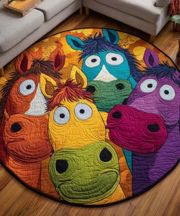 Sunny Ponies Quilted Round Mat
