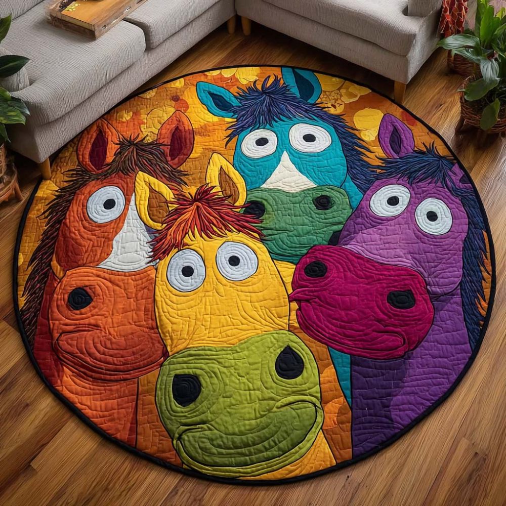 Sunny Ponies Quilted Round Mat