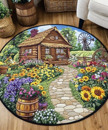 Sunny Porch Bloom Quilted Round Mat