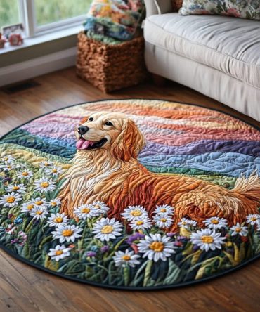 Sunny Retriever Quilted Round Mat