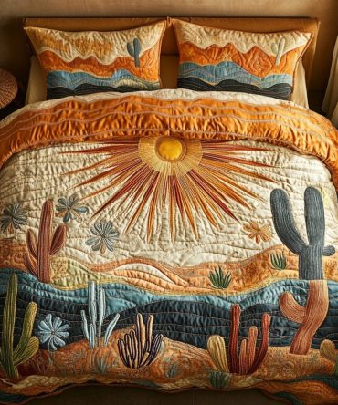 Sunrise Cactus 3-Piece Quilted Bedding Set