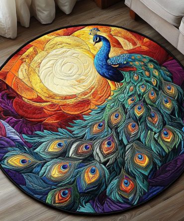 Sunrise Peacock Quilted Round Mat