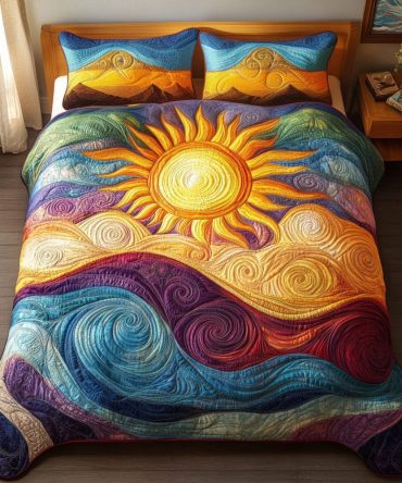 Sunrise Symphony 3-Piece Quilted Bedding Set