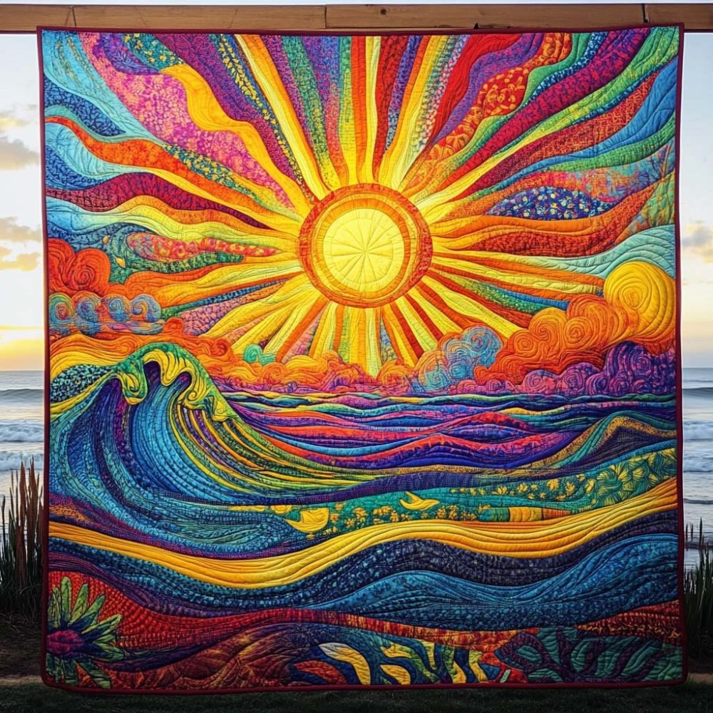 Sunrise Symphony Quilted Blanket
