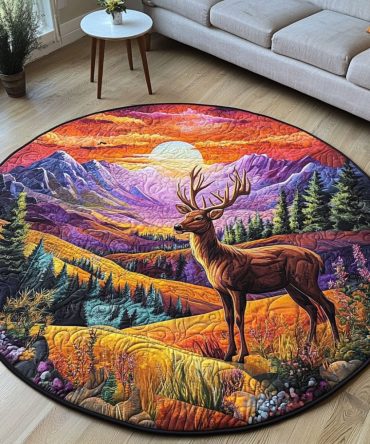Sunset Bound Deer Quilted Round Mat