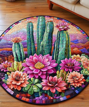 Sunset Cactus Quilted Round Mat